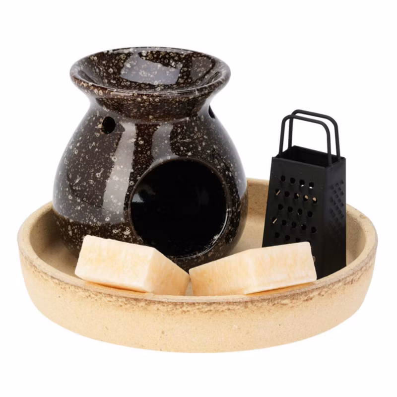 Kominek do wosku zapachowego Koopman brązowy ceramiczny z woskiem 1 szt.