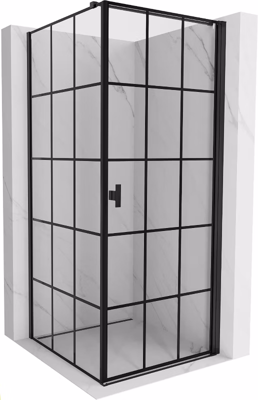 Kabina prysznicowa uchylna Mexen Mist-B czarna kratka 80×80 cm – 8A2T-080-080-70-77-P 1 szt.