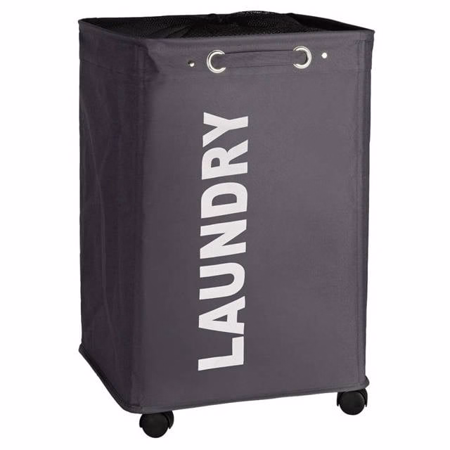 Kosz na pranie Wenko Quadro 79L, antracytowy, na kółkach, tworzywo sztuczne, 1 szt.