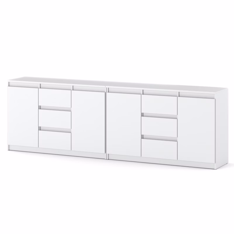 Komoda Hurtownia-Mebli Szuflady 6 Agna Best 240cm Biały Mat Biały Mat 240x35x75 cm 1szt.