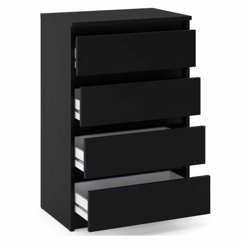 Komoda Z 4 Szufladami Stiv-Meble Czarny Mat Szafka 60X33,5X92,5 Cm 1Szt.