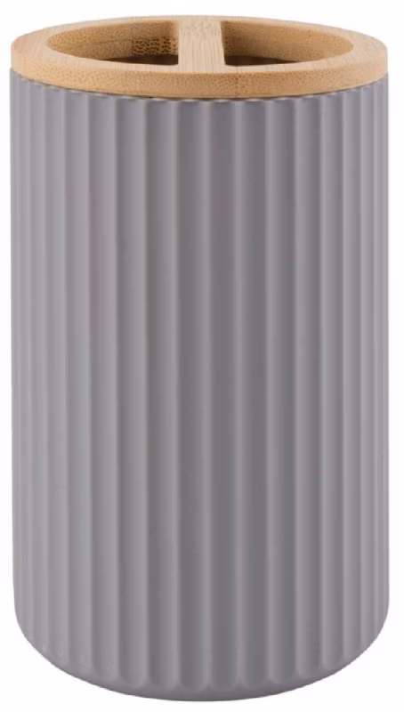 Kubek na szczoteczki AWD Interior Rayon szary/brązowy, stawiany, ABS/bambus, 1 szt.