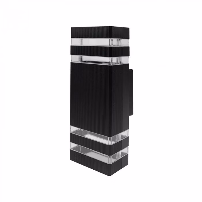 Kinkiet ścienny zewnętrzny Ecolight Kinkiety czarno-przezroczysty 2 x GU10 x 35W IP54 wym: 31 x 10 x 6,5 cm – 1 szt.