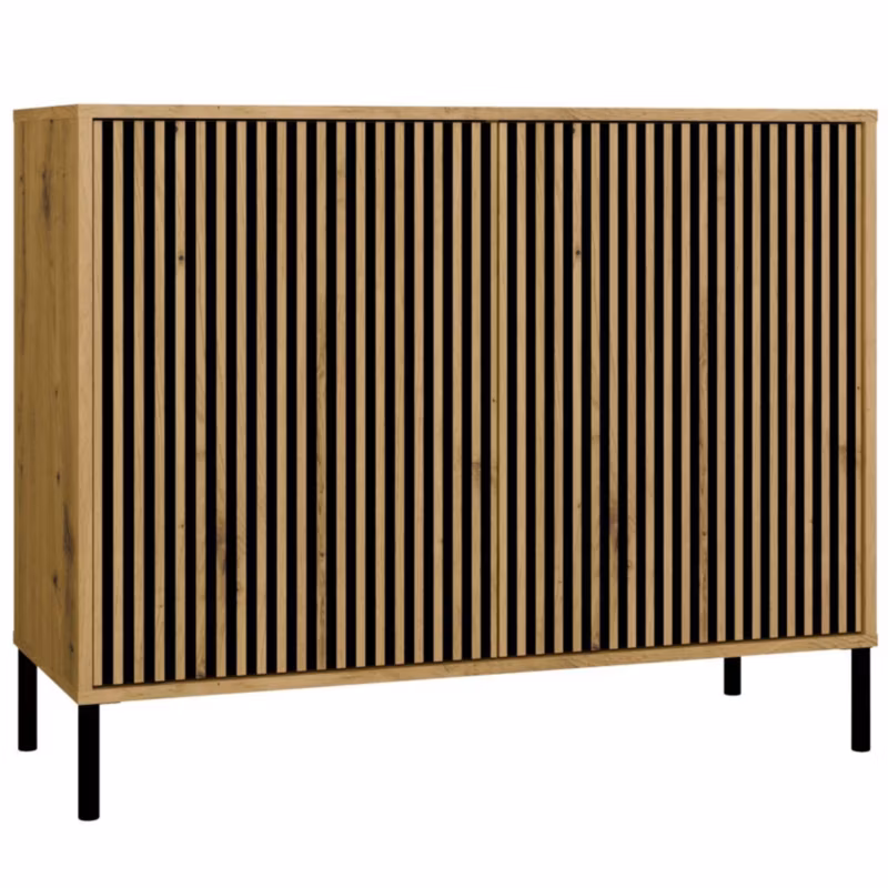 Komoda Topeshop KAMARO 2D SLIM lamele front ryflowany Dąb artisan 103,5×82,5×40 cm 1 szt.