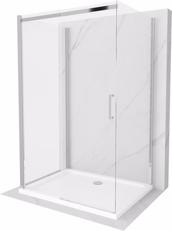 Kabina prysznicowa Mexen Omega 3-ścienna rozsuwana 140 x 100 cm transparent chrom + brodzik Flat825-140-100-01-00-3s-4010 1 szt.