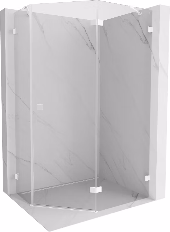 Kabina prysznicowa Mexen Lunar pięciokątna uchylna prawa 100 x 90 cm transparent biała 1 szt.