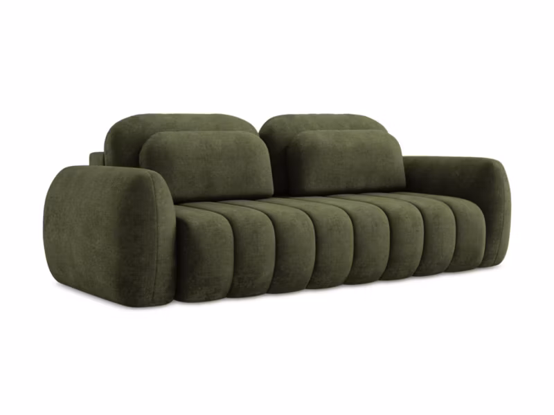 Kanapa 3-osobowa z funkcją spania LaMiaSofa GINOSA z tkaniny szenilowej 266×121 cm oliwkowy 1 szt.