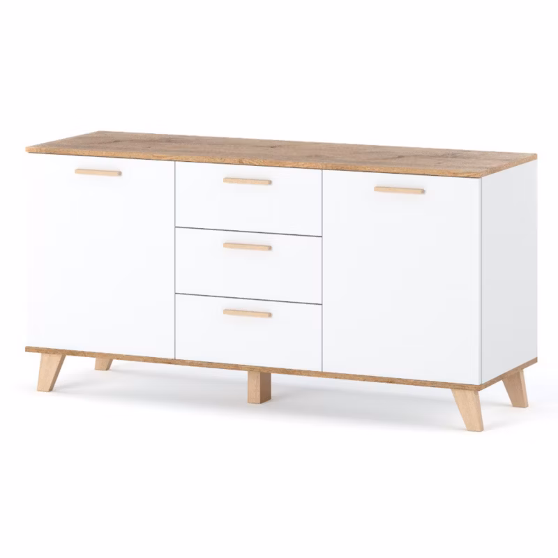 Komoda Hurtownia-Mebli Szuflady 3 Olivier 150 150cm Biały Mat Biały Mat 150x40x75 cm 1szt.