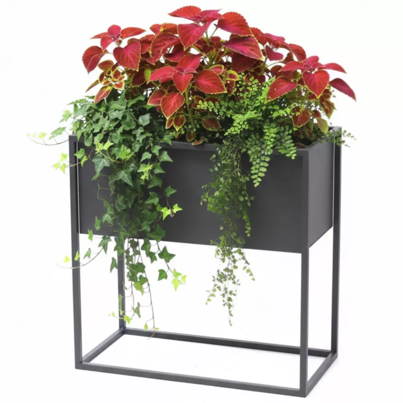 Kwietnik stojący JAKPOL Cubo Loft 60x60x30 cm metalowy szary 1 szt.