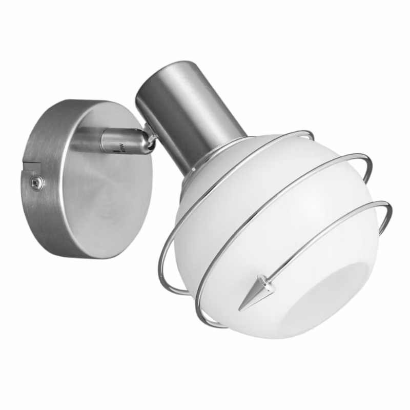 Kinkiet SPOT Light 1xE14 Max.40W Połączenie Satyny i Białego Szkła, Polski Producent, 1 szt.