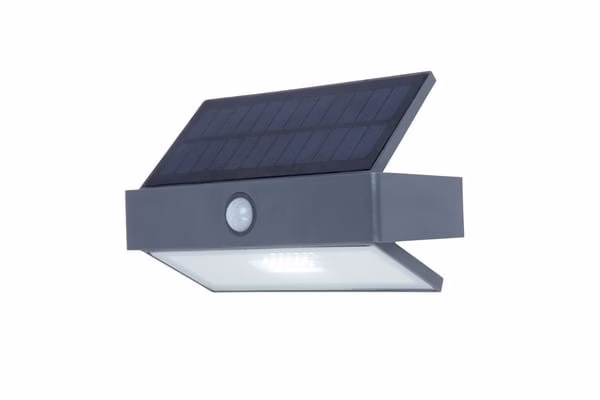 Kinkiet solarny z czujnikiem Lutec Arrow szaro-biały LED 2.3W 5000K 180lm IP44 wym: 10,9 x 17,6 x 7,4 cm – 1 szt.