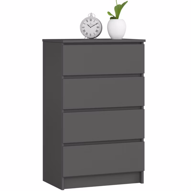 Komoda Akord K60 Grafit Szary 60 cm 4 szuflady kolor Grafit Szary mat 60x40x99 cm 1 szt.