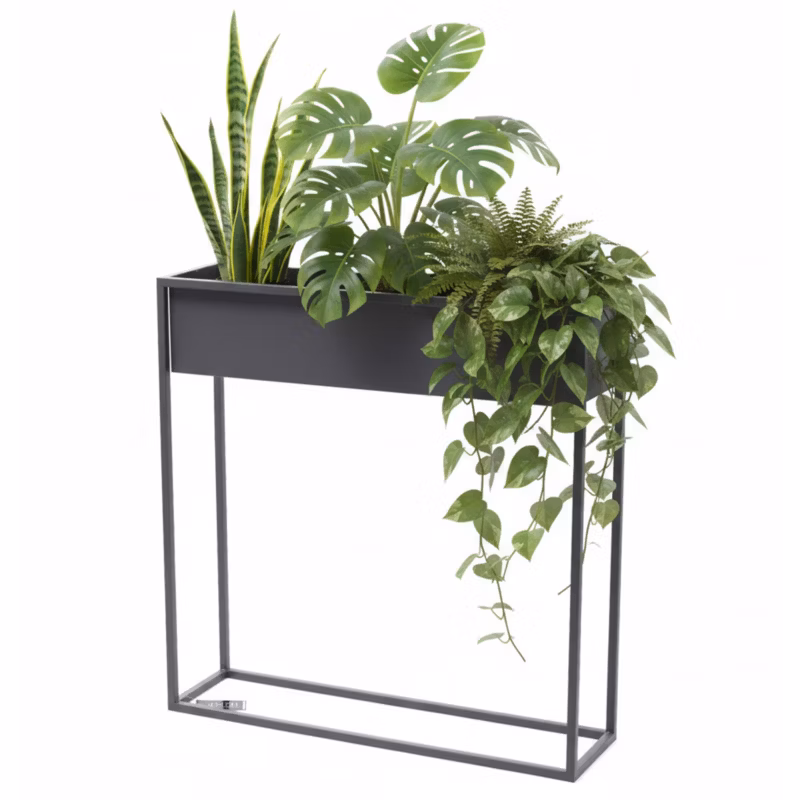 Kwietnik stojący JAKPOL Cubo Loft 80×80 cm metalowy szary 1 szt.