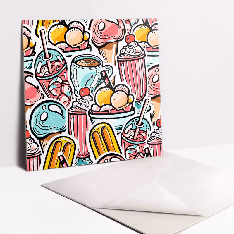 Kafelki samoprzylepne Tulup 30×30 cm Rysunkowe słodycze 9 szt. II