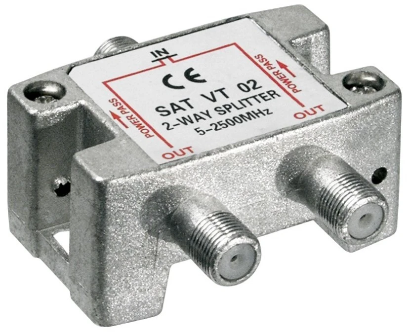 Rozdzielacz sygnału SAT splitter 1x F / 2x F 5‑2500MHz 67001