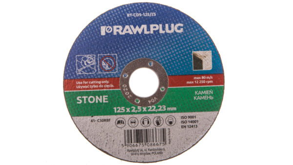 Ściernica korundowa do cięcia i szlifowania kamienia 125×22,23mm RT-CDS-125/25
