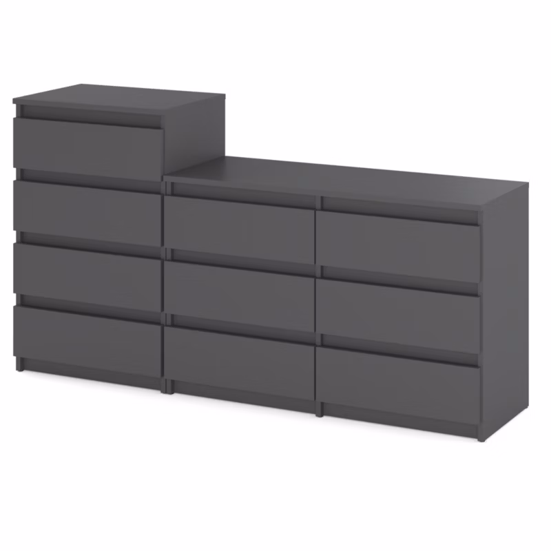 Komoda Hurtownia-Mebli Szuflady 10 Zestaw komód Hugo 64 160cm Szary Mat Szary Mat 160×33.5×92.5 cm 1szt.