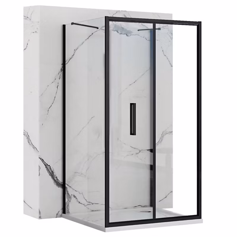 Kabina Prysznicowa Przyścienna Rapid Fold Black 100X80X195Cm 1 Szt