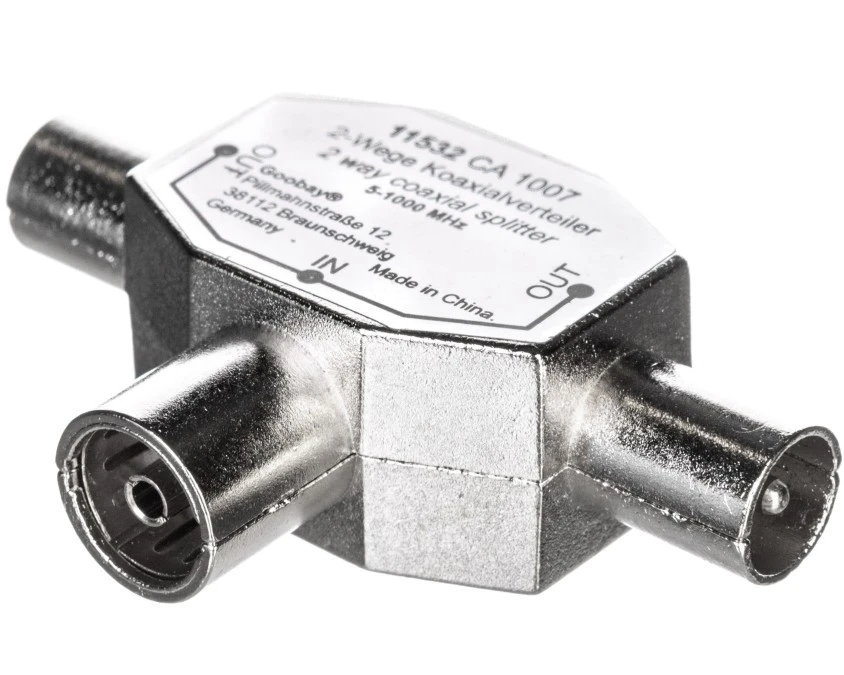 Rozdzielacz sygnału TV splitter 1x IEC żeński / 2x IEC męski 11532