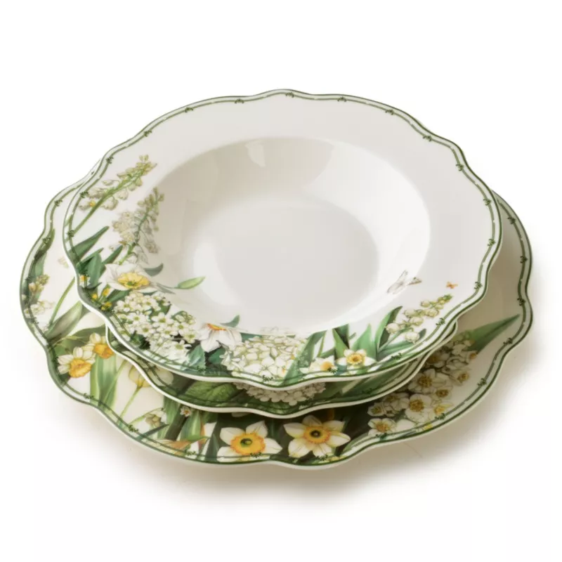 Komplet obiadowy porcelanowy MONDEX LEA ELEGANT 27/19,5/22 ziel. 18el kpl