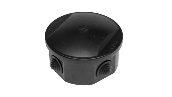 Puszka hermetyczna S-BOX 80×40, 4 dławiki, okrągła, odporna na UV, czarna, IP44 /S-BOX 026CO/