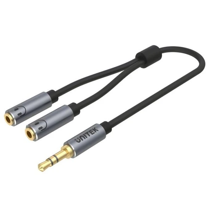 ROZGAŁĘŹNIK AUDIO Y‑C956ABK Jack TRS 3.5 mm WTYK / 2 X Jack TRS 3.5 mm GNIAZDO 0.2 m UNITEK