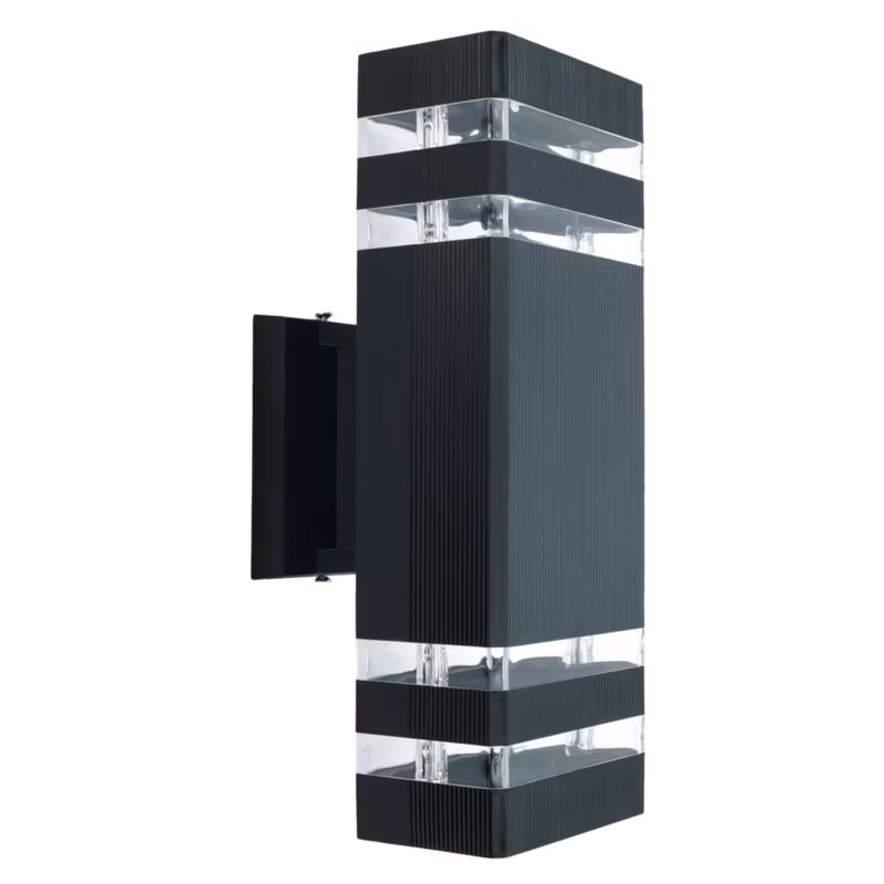 Kinkiet ścienny zewnętrzny IdeaLED Vela czarno-przezroczysty 2 x GU10 x 30W IP54 wym: 30 x 11 x 13 cm – 1 szt.
