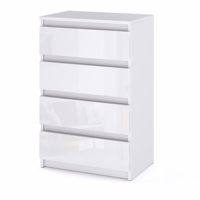 Komoda Hurtownia-Mebli Szuflady 4 Hugo Mała 60cm Biały Mat Biały Połysk 60×33.5×92.5 cm 1szt.