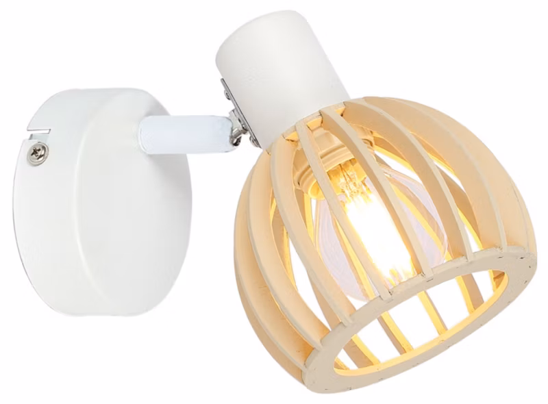 Kinkiet ścienny Candellux Atarri jasne drewno-biały 1 x E14 x 25W IP20 wym: 12 x 10 x 10 cm – 1 szt.