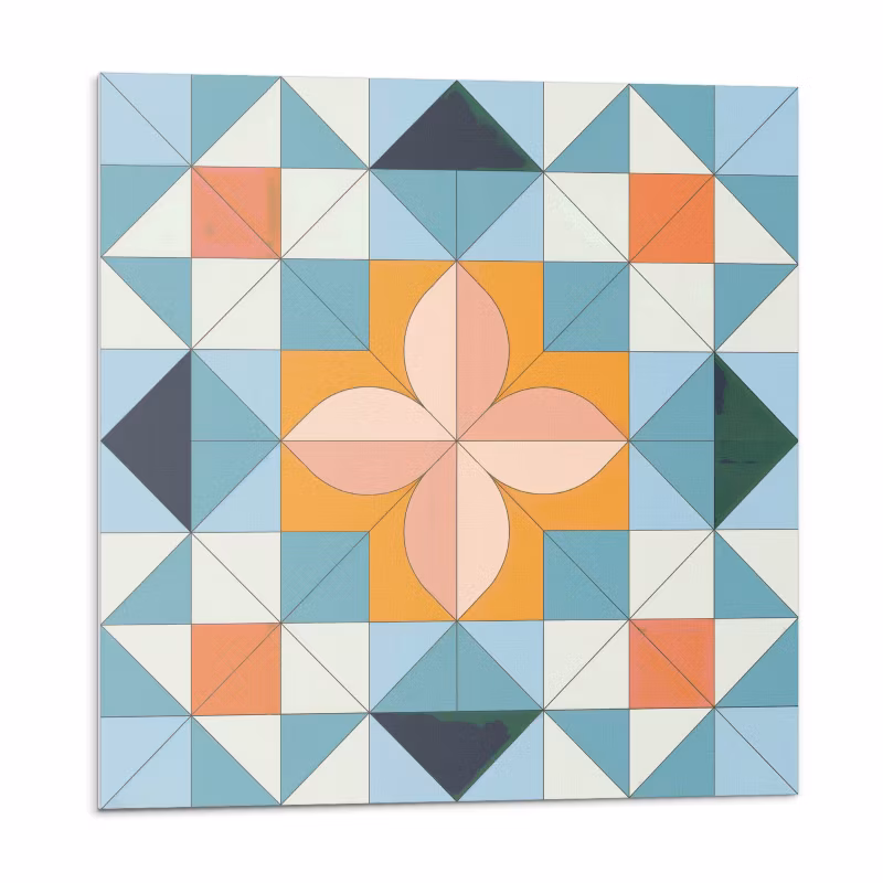 Kafelki samoprzylepne Wallfluent 20×20 cm Geometriczny design z akcentem kwiatu 20 szt.