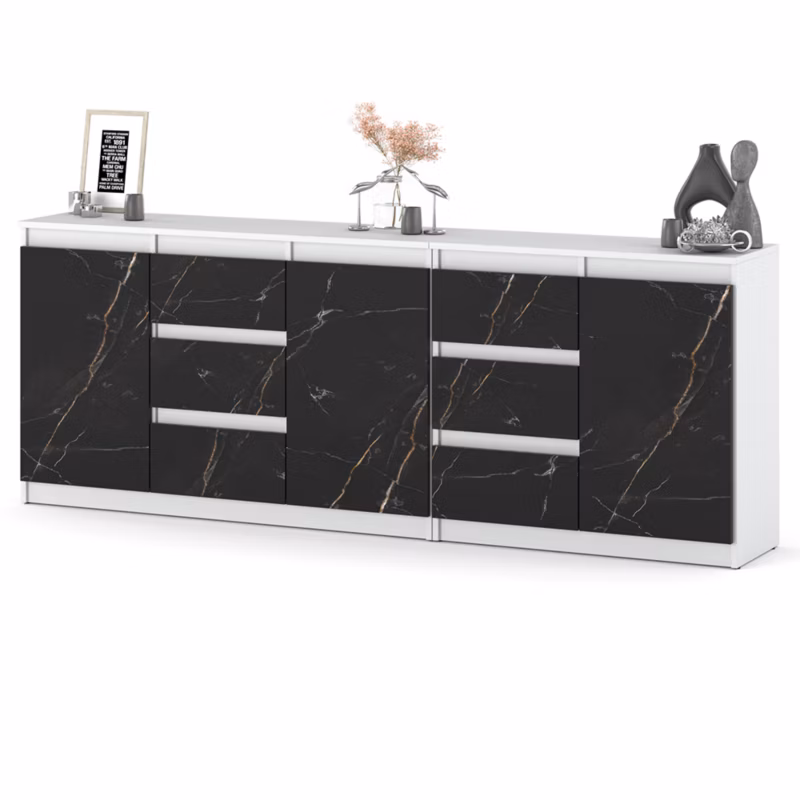 Komoda Hurtownia-Mebli Szuflady 6 Best Agnes 200cm Biały Mat San Sebastian 200x35x75 cm 1szt.