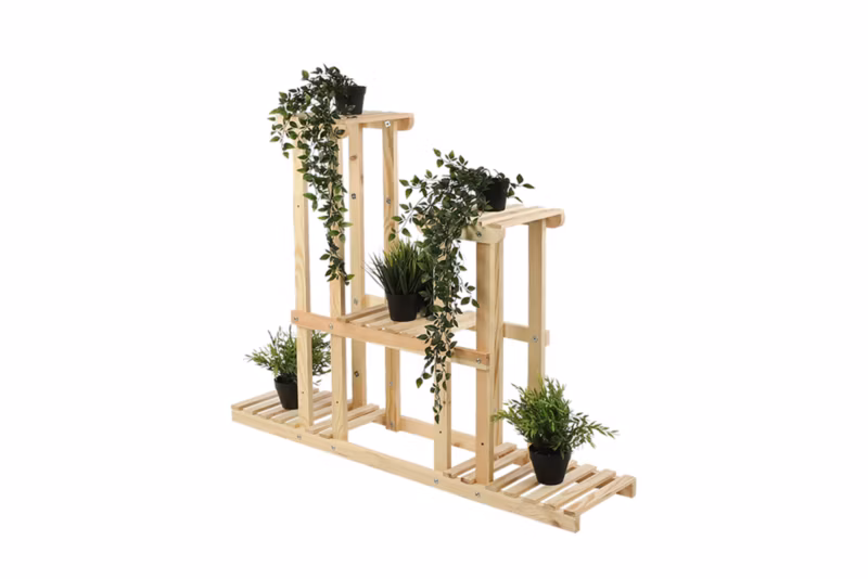 Kwietnik drewniany MODO24 stojący 5 półek 95x116x25 cm naturalne drewno 1 szt.