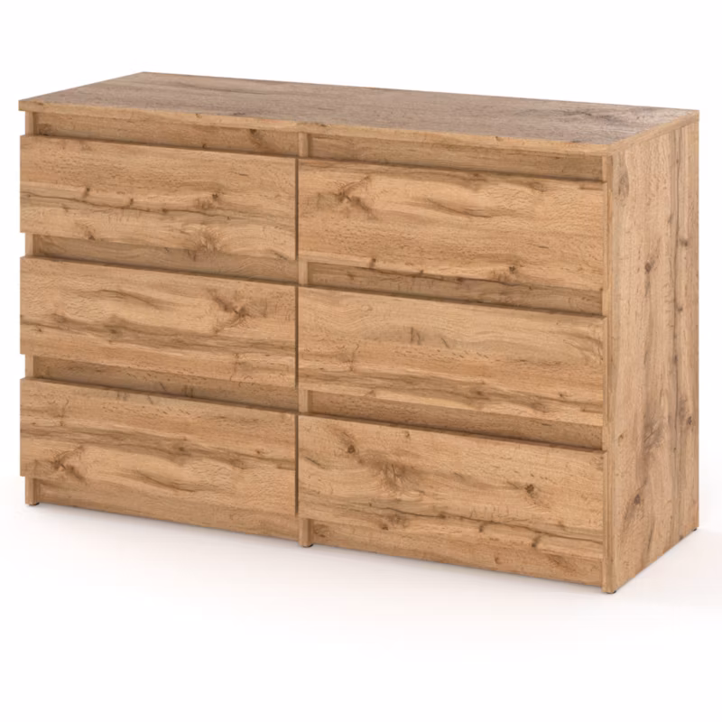 Komoda Hurtownia-Mebli Szuflady 6 Hugo Średnia 100cm Dąb Wotan Dąb Wotan 100×33.5×71.5 cm 1szt.