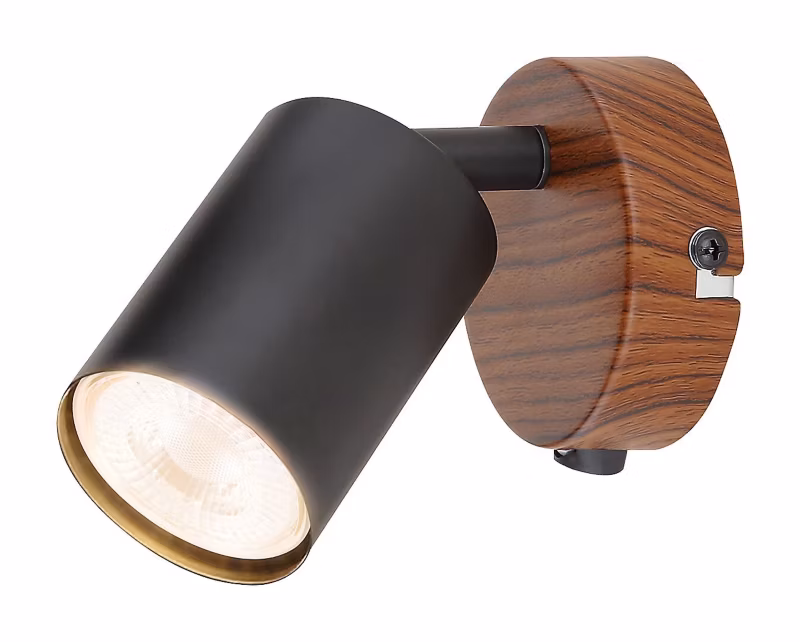 Kinkiet ścienny Rabalux Edmund dąb-czarny z włącznikiem do sypialni 1 x GU10 x 25W IP20 wym: 15,5 x 8 x 14,5 cm – 1 szt.