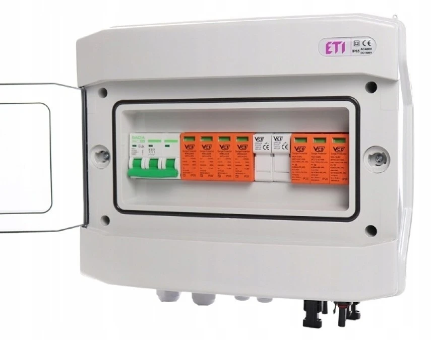 Rozdzielnica hermetyczna PV 1000V DC/AC 1 stringi z zabezpieczeniem B16 skrzynka fotowoltaiczna + wkładki topikowe gPV 10×38