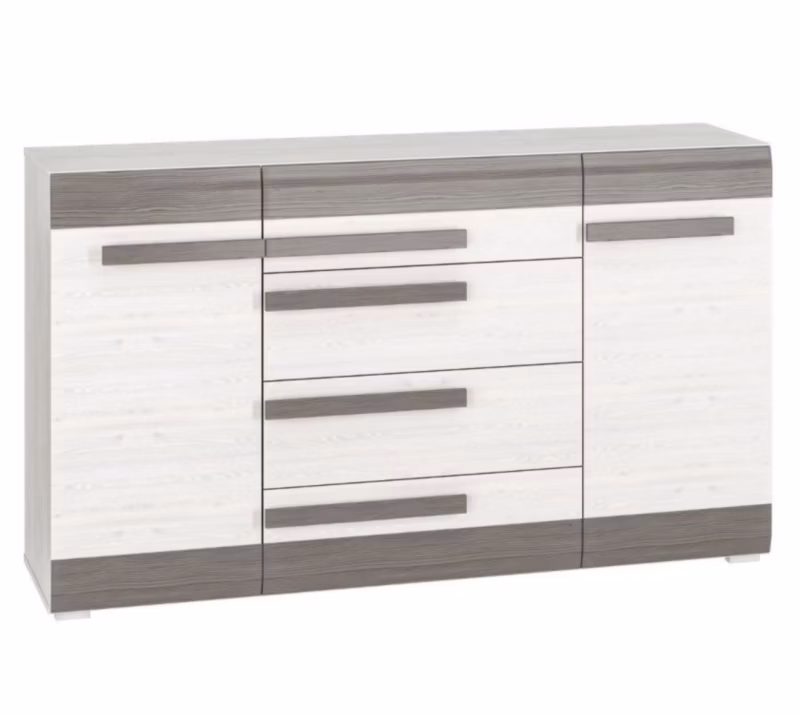 Komoda ML Meble BIANKA 2D4S 165 sosna śnieżna/szara 1 szt.