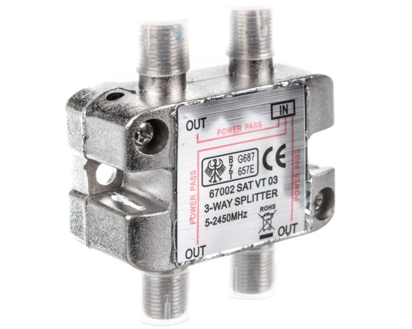 Rozdzielacz sygnału SAT splitter 1x F / 3x F 5‑2400MHz 67002