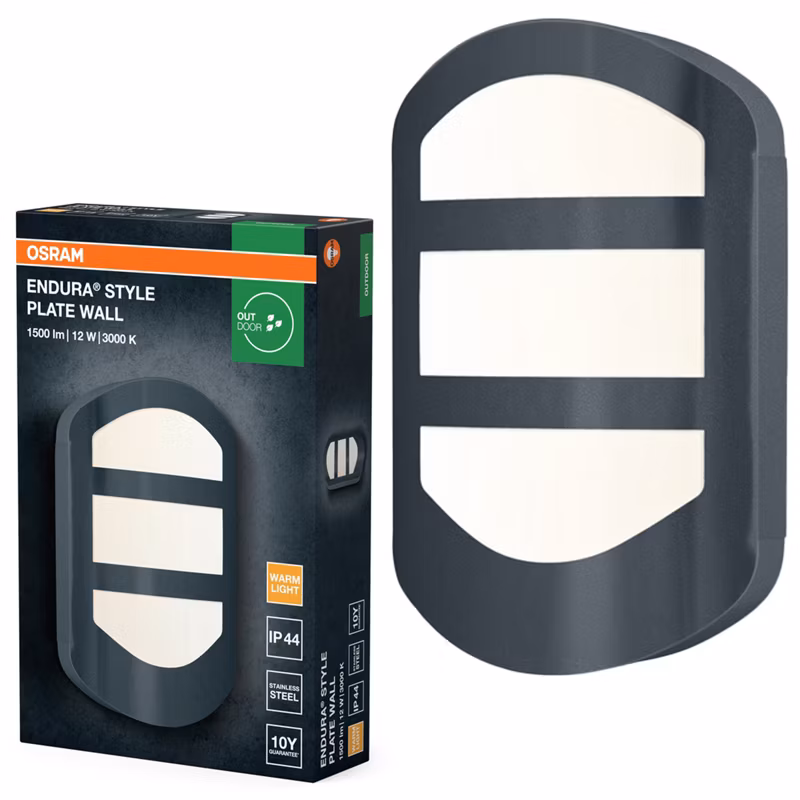 Kinkiet Ogrodowy Endura Osram Lampa Elewacyjna LED 12W 600lm 3000K Szary IP44 1 szt.