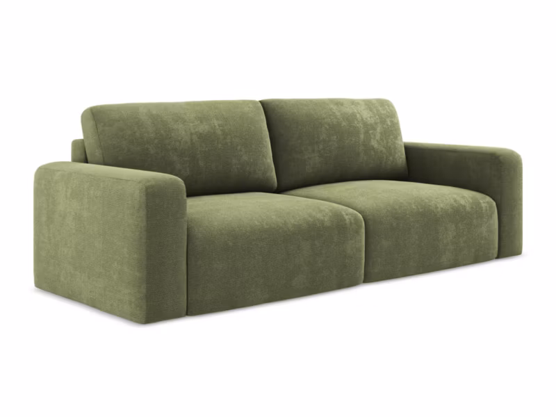 Kanapa 3-osobowa z funkcją spania LaMiaSofa OSTIA z tkaniny szenilowej 244×102 cm zielony 1 szt.