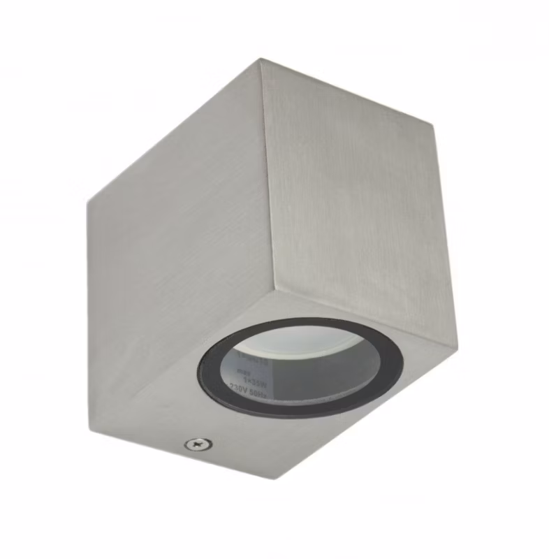 Kinkiet ścienny zewnętrzny SU-MA Mini szczotkowane aluminium 1 x GU10 x IP44 wym: 8 x 6,8 x 9,2 cm – 1 szt.