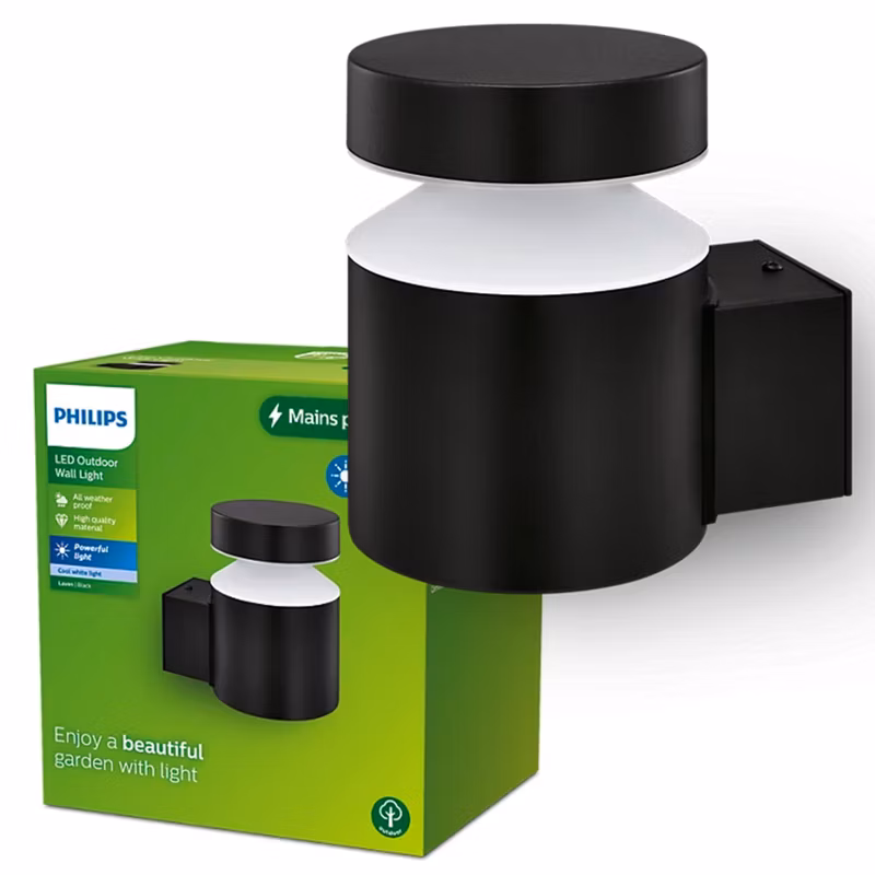Kinkiet Ogrodowy Laven Philips Lampa Elewacyjna Zewnętrzna LED 6W 750lm 4000K Czarna 1 szt.