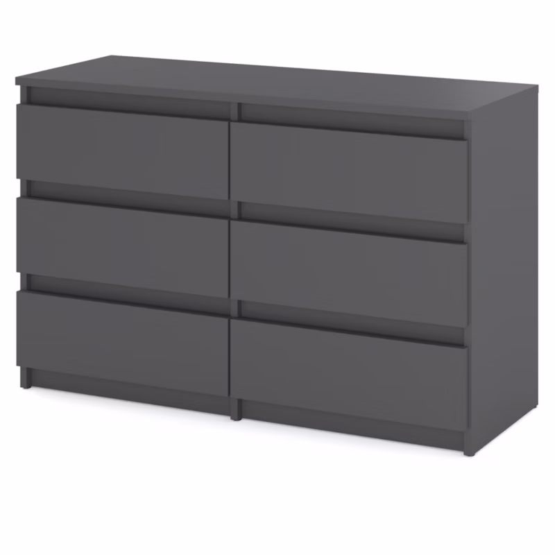 Komoda Hurtownia-Mebli Szuflady 6 Hugo Średnia 100cm Szary Mat Szary Mat 100×33.5×71.5 cm 1szt.