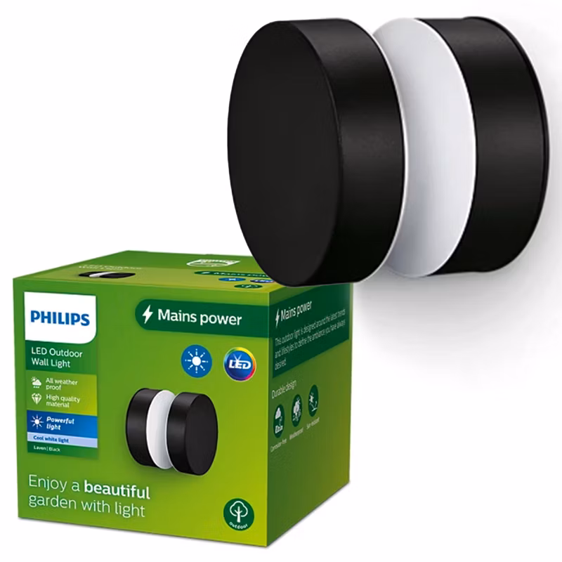 Kinkiet Ogrodowy Laven Philips Lampa Elewacyjna Zewnętrzna LED 6W 750lm 4000K Czarna 1 szt. 8720169266650