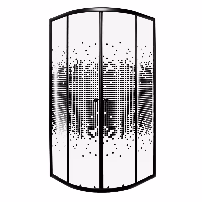 Kabina prysznicowa półokrągła Kerra Pixel BL 80 cm czarna kratka profile czarne 1 szt.