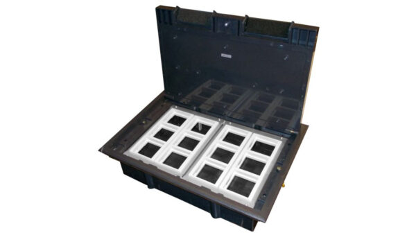 Puszka podłogowa (floorbox) 12M (45×45) regulowana głębokość, do podłogi technicznej (wylewka opcjonalnie) PP003