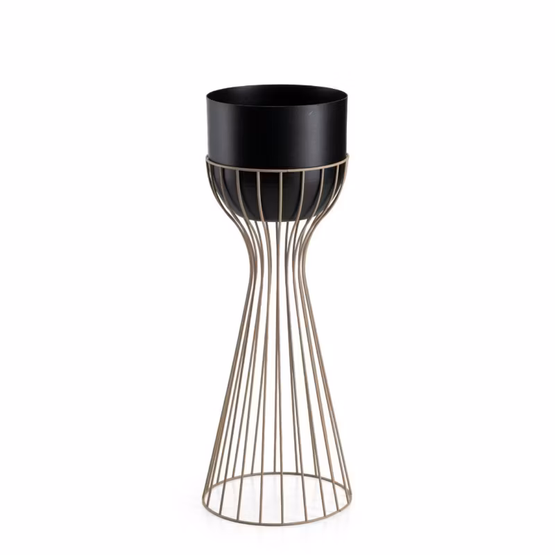 Kwietnik stojący HowHomely taupe z czarną osłonką metalowy 56 cm 1 szt.