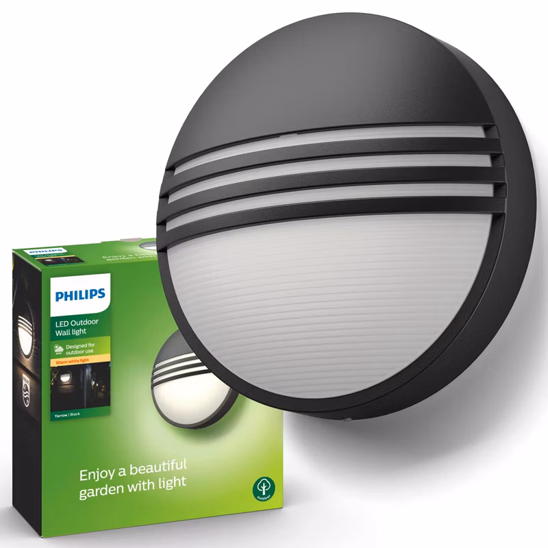 Kinkiet Ogrodowy Yarrow Philips Lampa Elewacyjna Zewnętrzna LED 6W 600lm 2700K IP44 Czarna 1 szt.