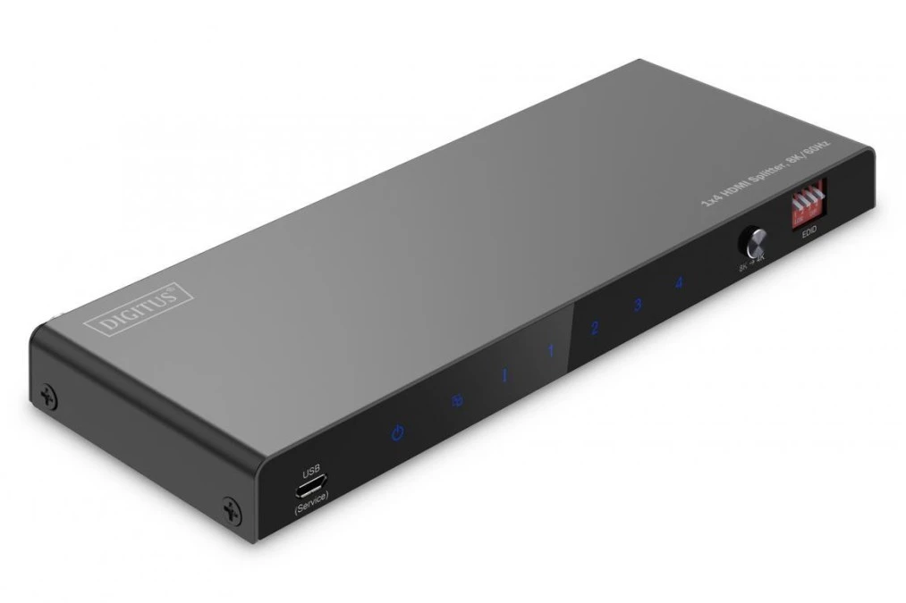 Rozdzielacz / Splitter HDMI 1×4, 8K/60Hz (4:4:4) z HDR, 48 Gbps, HDCP 2.3. Toslink / Stereo, EDID DS‑55340