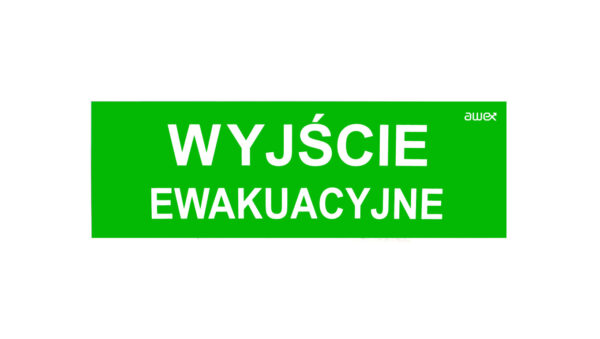 Piktogram PM21 100×300 Wyjście Ewakuacyjne logo awex (ISO7010)
