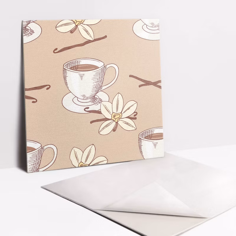 Kafelki samoprzylepne Tulup 30×30 cm Filiżanka kawy z laską wanilii 9 szt.